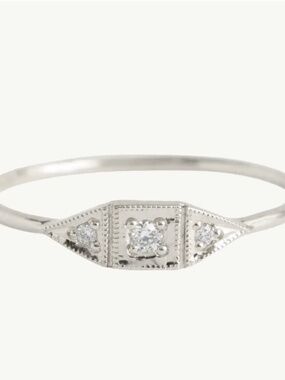 Jennie Kwon - Baby Deco Diamond Ring - White Gold - 6 - Preowned